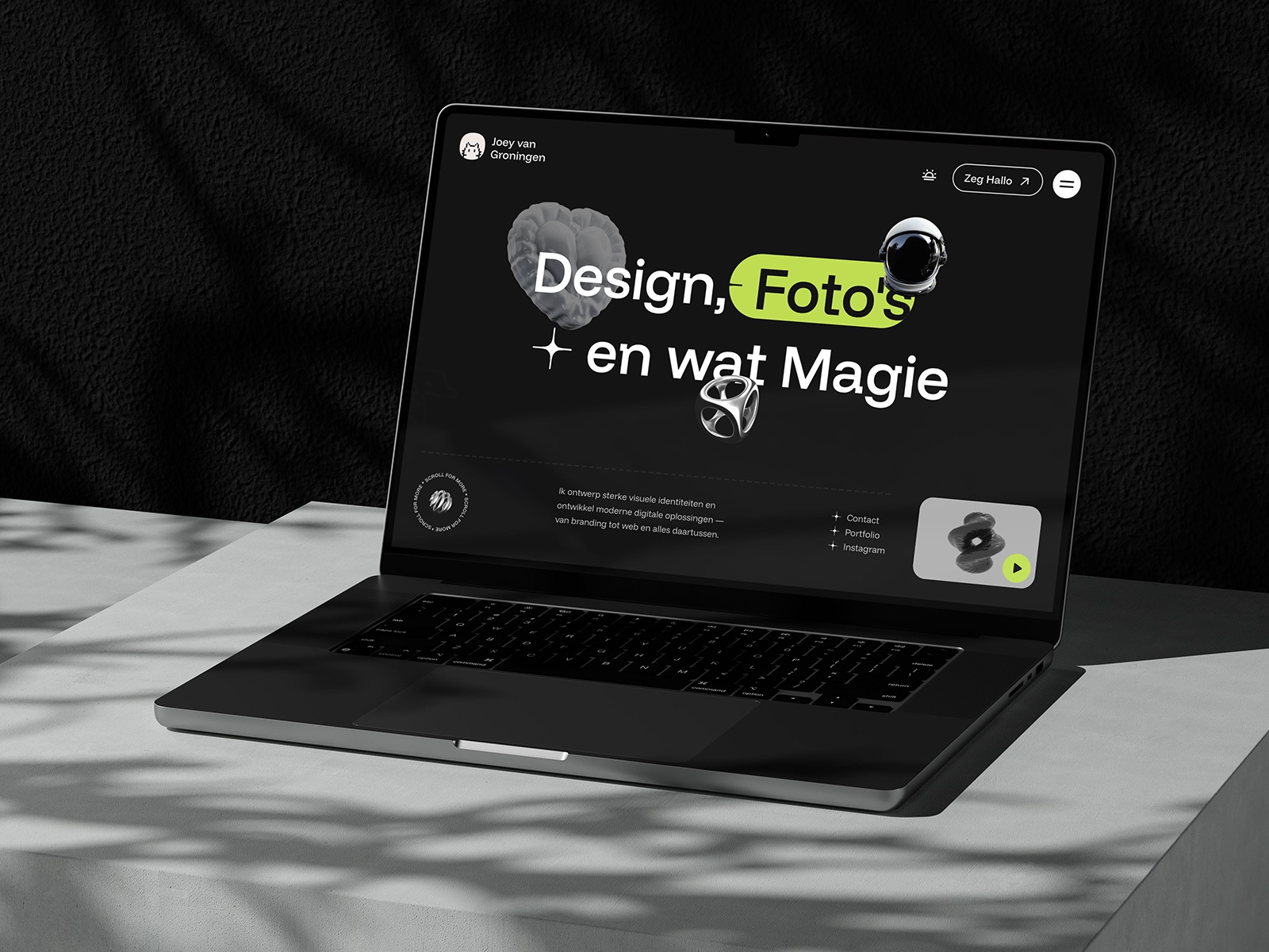 Website van Jovangro, getoond op een laptop